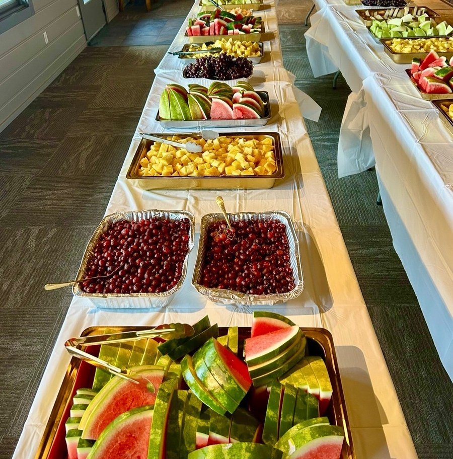 Fresh fruit spread — watermelon, pineapple, melon and berries