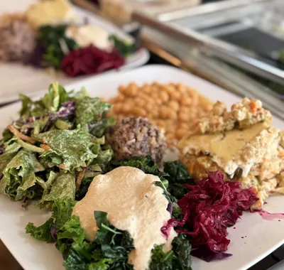 A Casa de Luz plate of whole-food plant-based dishes